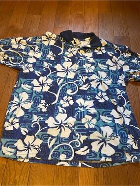 Vintage 90s Iolani Made In Hawii (USA) Polo Floral Shirt